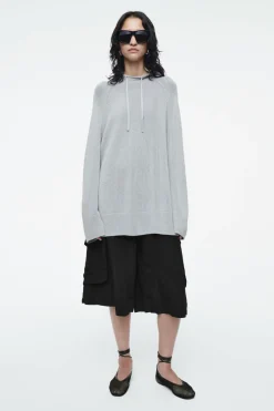 COS KNITTED LINEN-BLEND HOODIE-Women Tops | Sweaters & Cardigans
