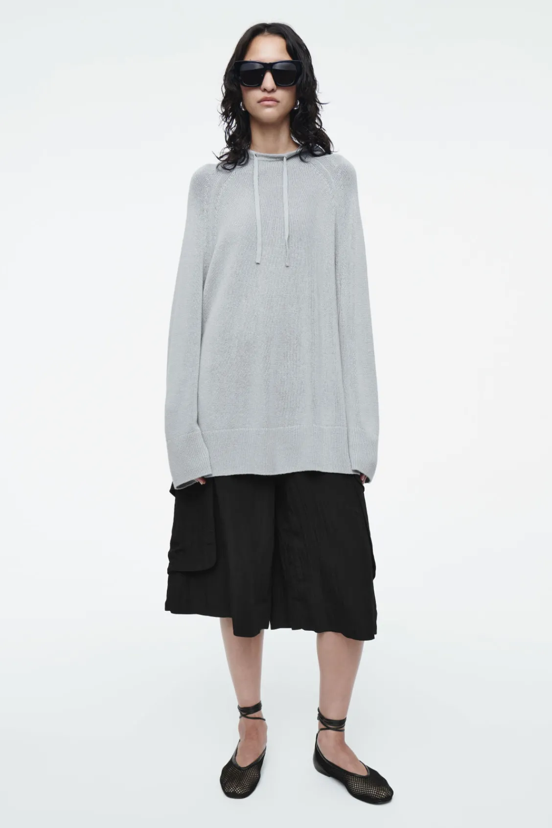 COS KNITTED LINEN-BLEND HOODIE-Women Tops | Sweaters & Cardigans