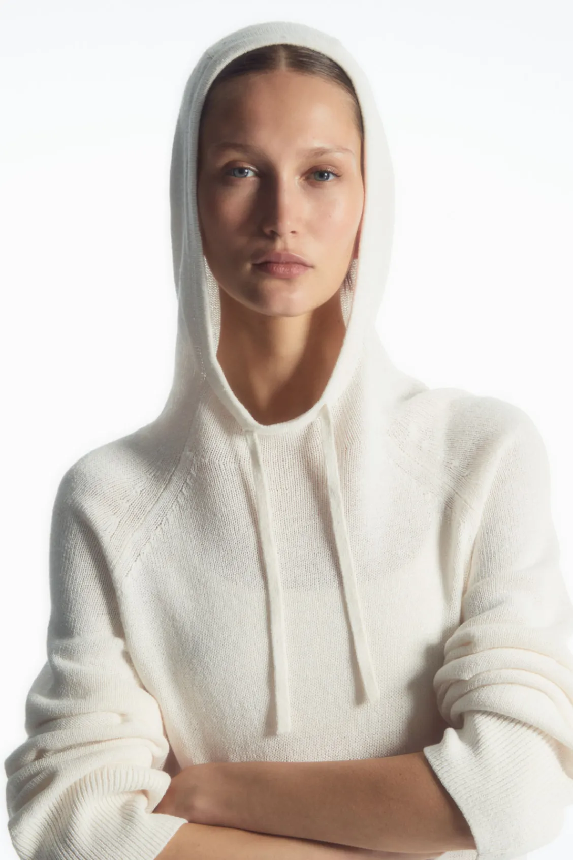 COS KNITTED LINEN-BLEND HOODIE-Women Tops | Sweaters & Cardigans