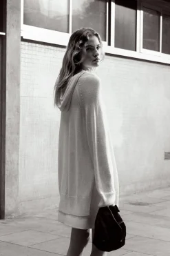 COS KNITTED LINEN-BLEND HOODIE-Women Tops | Sweaters & Cardigans