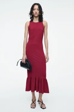COS KNITTED RUFFLED-HEM MIDI DRESS-Women Dresses & Jumpsuits | Sweaters & Cardigans