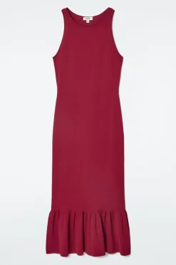 COS KNITTED RUFFLED-HEM MIDI DRESS-Women Dresses & Jumpsuits | Sweaters & Cardigans