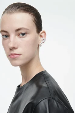 COS KNOTTED BOW CRYSTAL CLIMBER EARRINGS-Women Jewelry