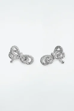 COS KNOTTED BOW CRYSTAL CLIMBER EARRINGS-Women Jewelry