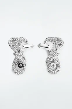 COS KNOTTED BOW CRYSTAL CLIMBER EARRINGS-Women Jewelry