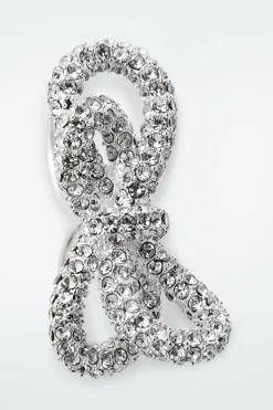 COS KNOTTED BOW CRYSTAL DOUBLE-FINGER RING-Women Jewelry