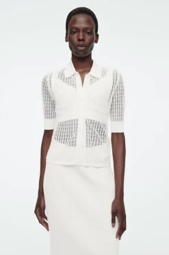 COS LACE-STITCH SHORT-SLEEVED CARDIGAN-Women Sweaters & Cardigans