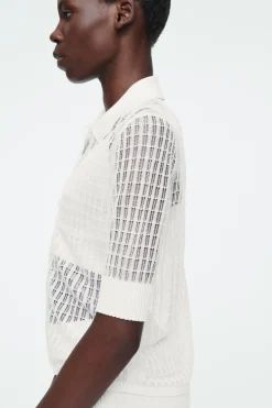 COS LACE-STITCH SHORT-SLEEVED CARDIGAN-Women Sweaters & Cardigans