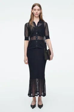 COS LACE-STITCH SHORT-SLEEVED CARDIGAN-Women Sweaters & Cardigans