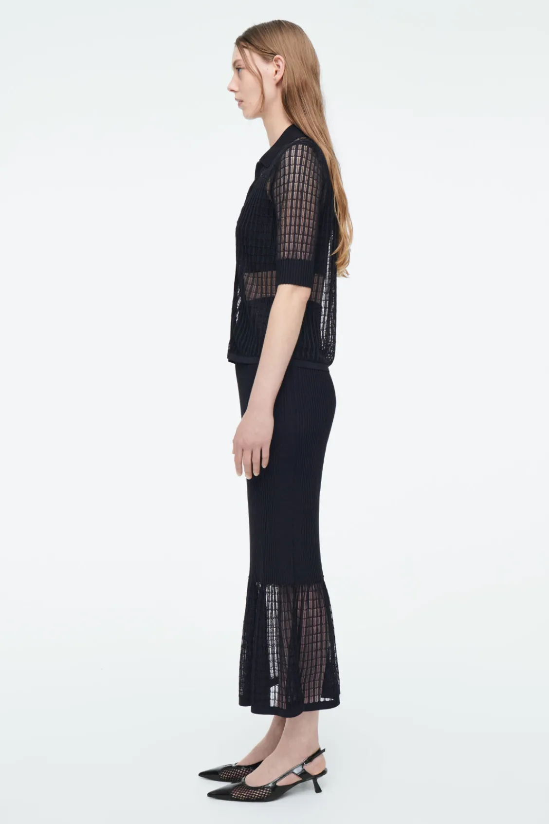 COS LACE-STITCH SHORT-SLEEVED CARDIGAN-Women Sweaters & Cardigans