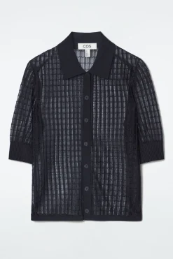 COS LACE-STITCH SHORT-SLEEVED CARDIGAN-Women Sweaters & Cardigans