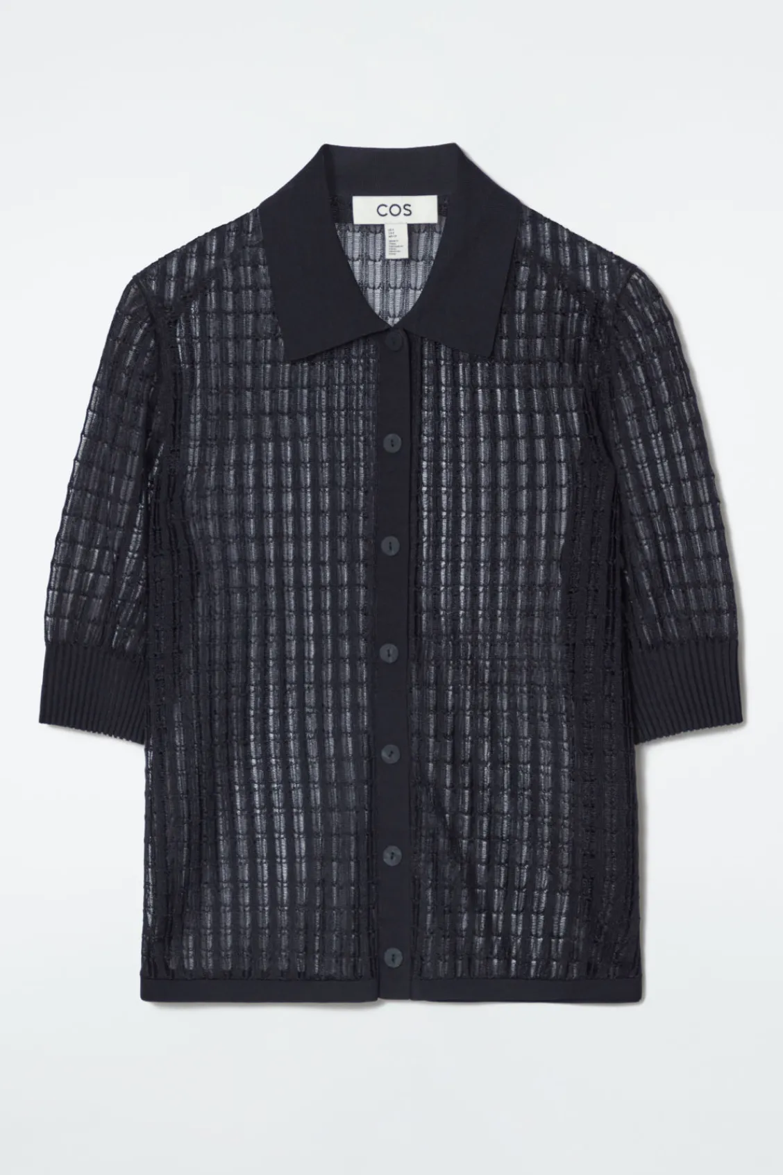 COS LACE-STITCH SHORT-SLEEVED CARDIGAN-Women Sweaters & Cardigans