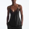 COS LACE-TRIMMED SILK CAMI TOP-Women Tops
