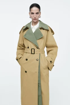 COS LAYERED DOUBLE-BREASTED TRENCH COAT-Women Coats & Jackets