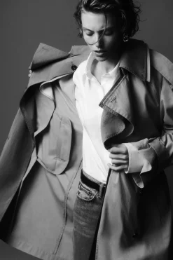 COS LAYERED DOUBLE-BREASTED TRENCH COAT-Women Coats & Jackets