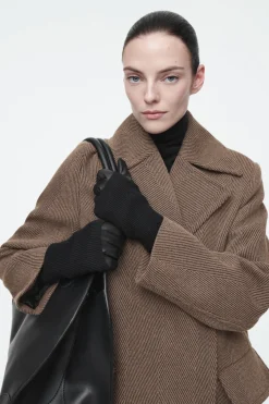 COS LAYERED LEATHER GLOVES-Women Hats & Scarves