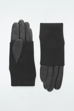 COS LAYERED LEATHER GLOVES-Women Hats & Scarves