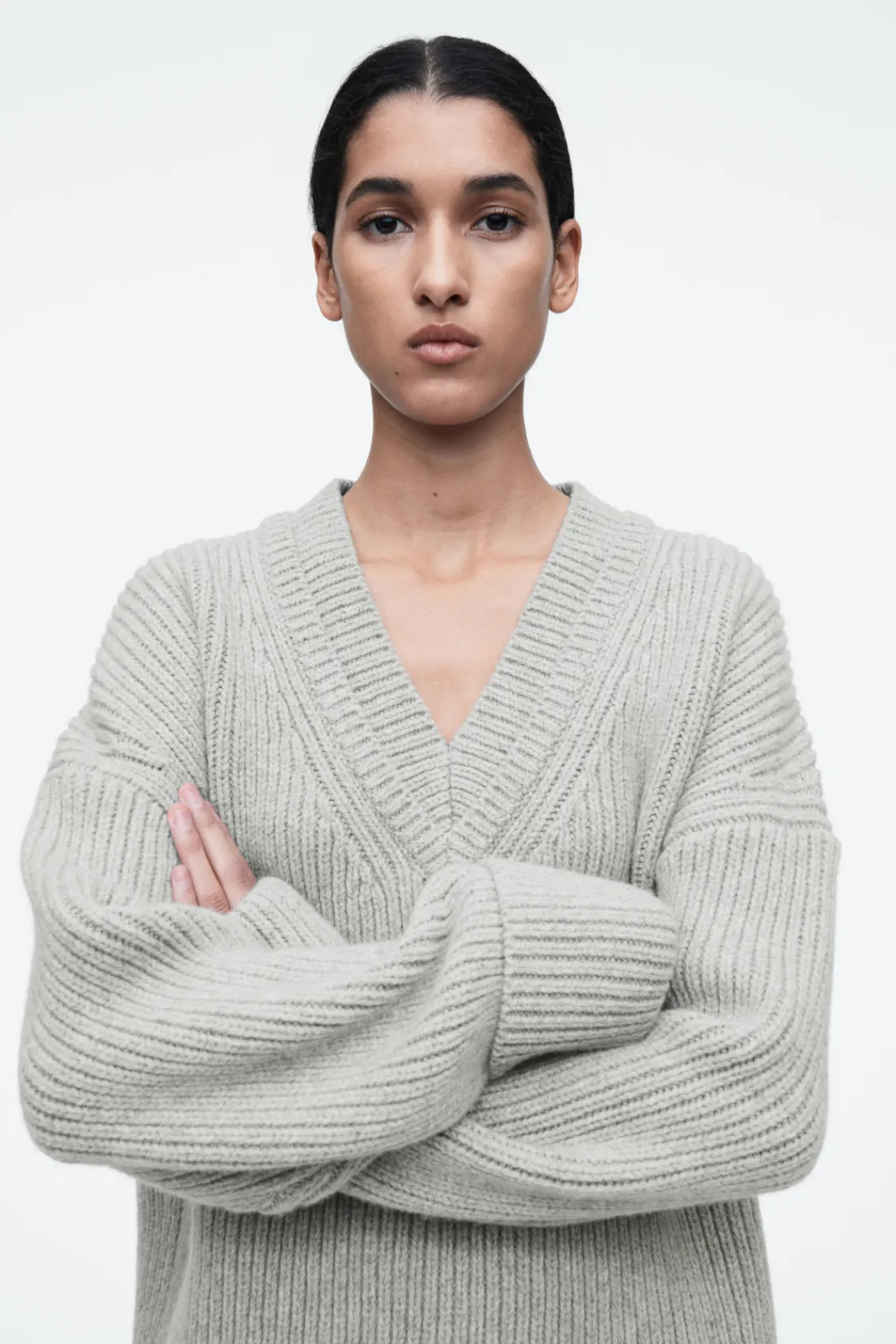 COS LAYERED V-NECK MERINO WOOL JUMPER-Women Tops | Sweaters & Cardigans