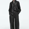 COS LEATHER BARREL-LEG UTILITY PANTS-Women Pants