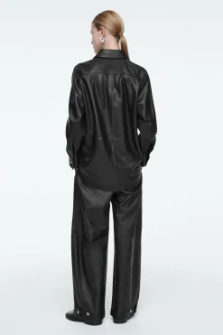 COS LEATHER BARREL-LEG UTILITY PANTS-Women Pants