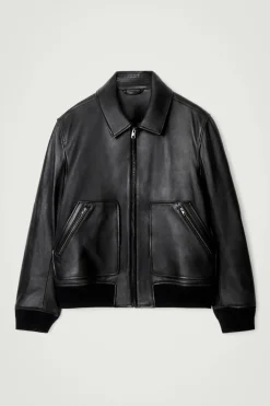 COS LEATHER BOMBER JACKET- Coats & Jackets