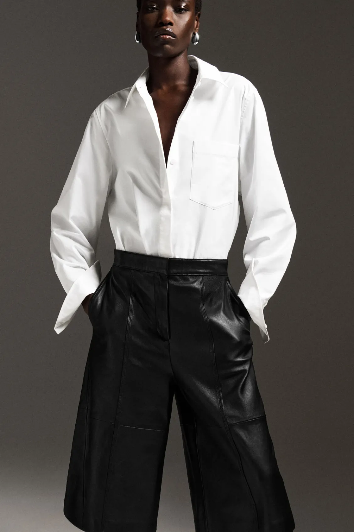 COS LEATHER CULOTTES-Women Pants