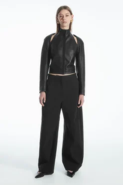 COS LEATHER RACER BOLERO-Women Capes & Hybrids | Tops