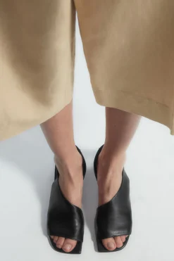 COS LEATHER SLINGBACK BLOCK-HEEL SANDALS-Women Shoes
