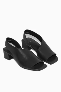 COS LEATHER SLINGBACK BLOCK-HEEL SANDALS-Women Shoes
