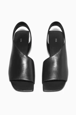 COS LEATHER SLINGBACK BLOCK-HEEL SANDALS-Women Shoes