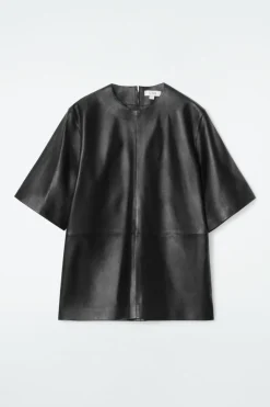 COS LEATHER T-SHIRT-Women Shirts & Blouses | Tops