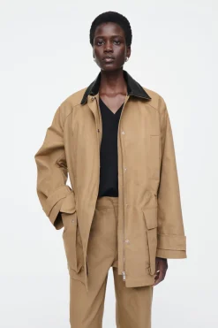 COS LEATHER-COLLAR FIELD JACKET-Women Coats & Jackets