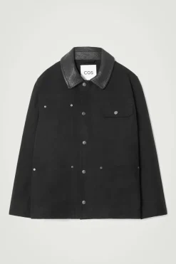 COS LEATHER-COLLAR FIELD JACKET- Coats & Jackets