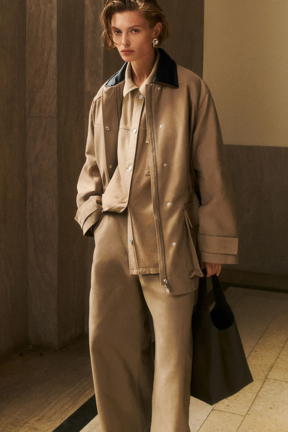 COS LEATHER-COLLAR FIELD JACKET-Women Coats & Jackets