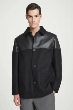 COS LEATHER-PANELED DONKEY JACKET- Coats & Jackets