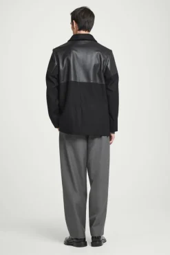 COS LEATHER-PANELED DONKEY JACKET- Coats & Jackets