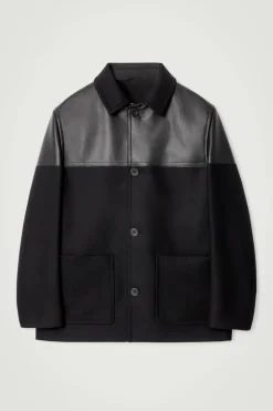 COS LEATHER-PANELED DONKEY JACKET- Coats & Jackets