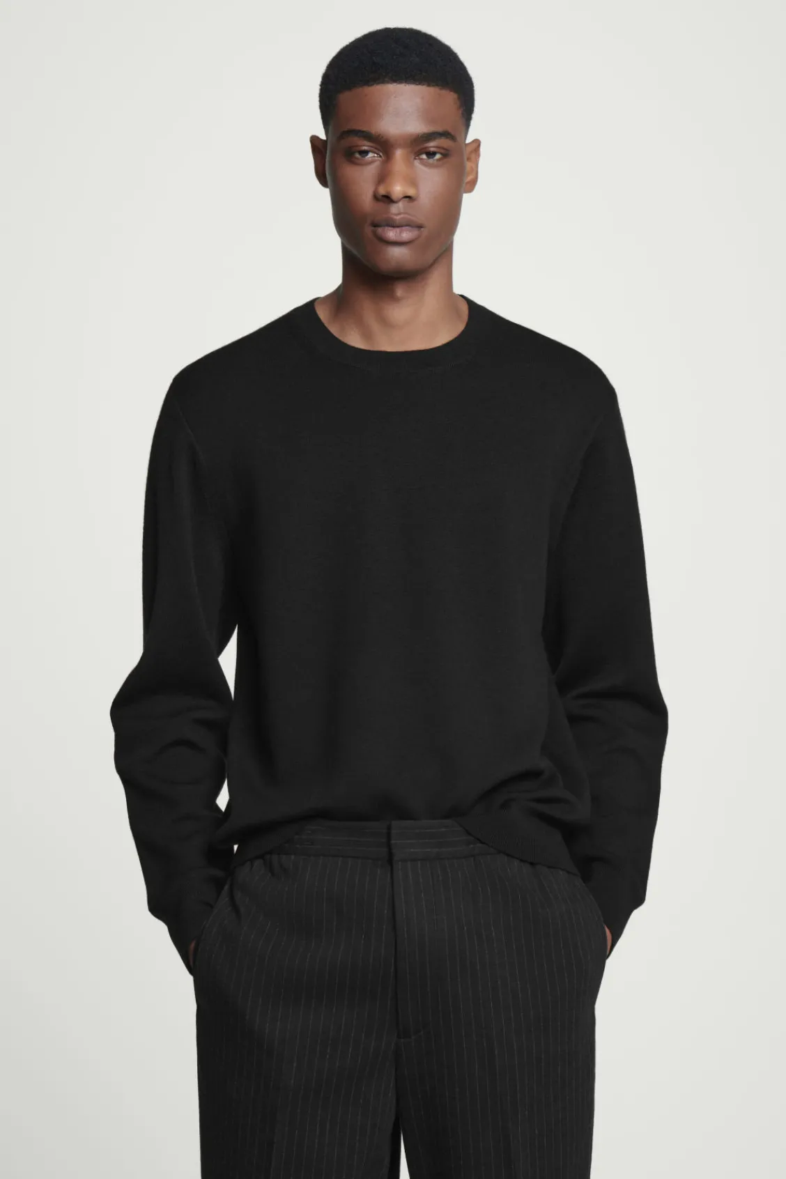 COS LEATHER-PANELLED MERINO WOOL JUMPER- Sweaters & Cardigans