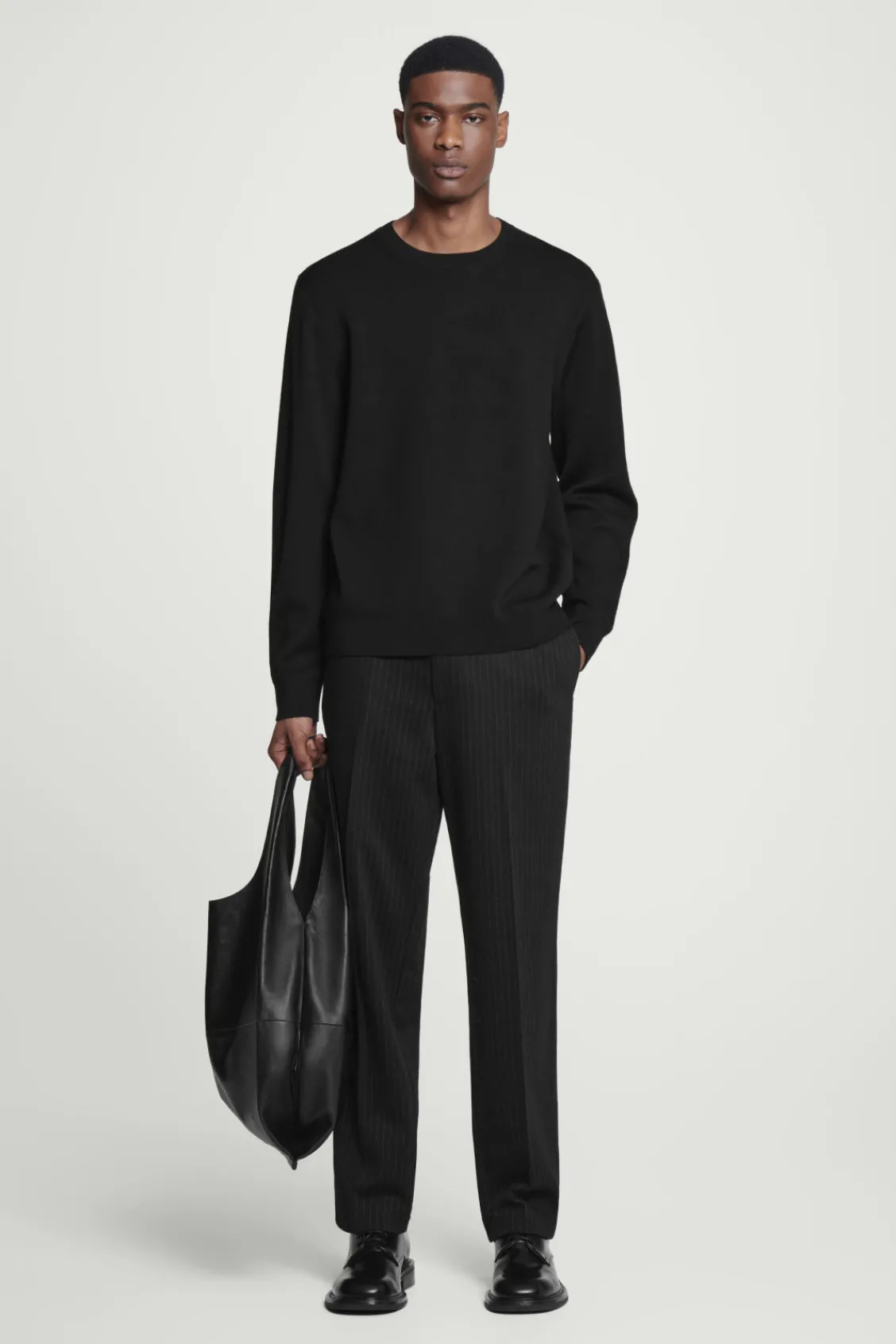 COS LEATHER-PANELLED MERINO WOOL JUMPER- Sweaters & Cardigans