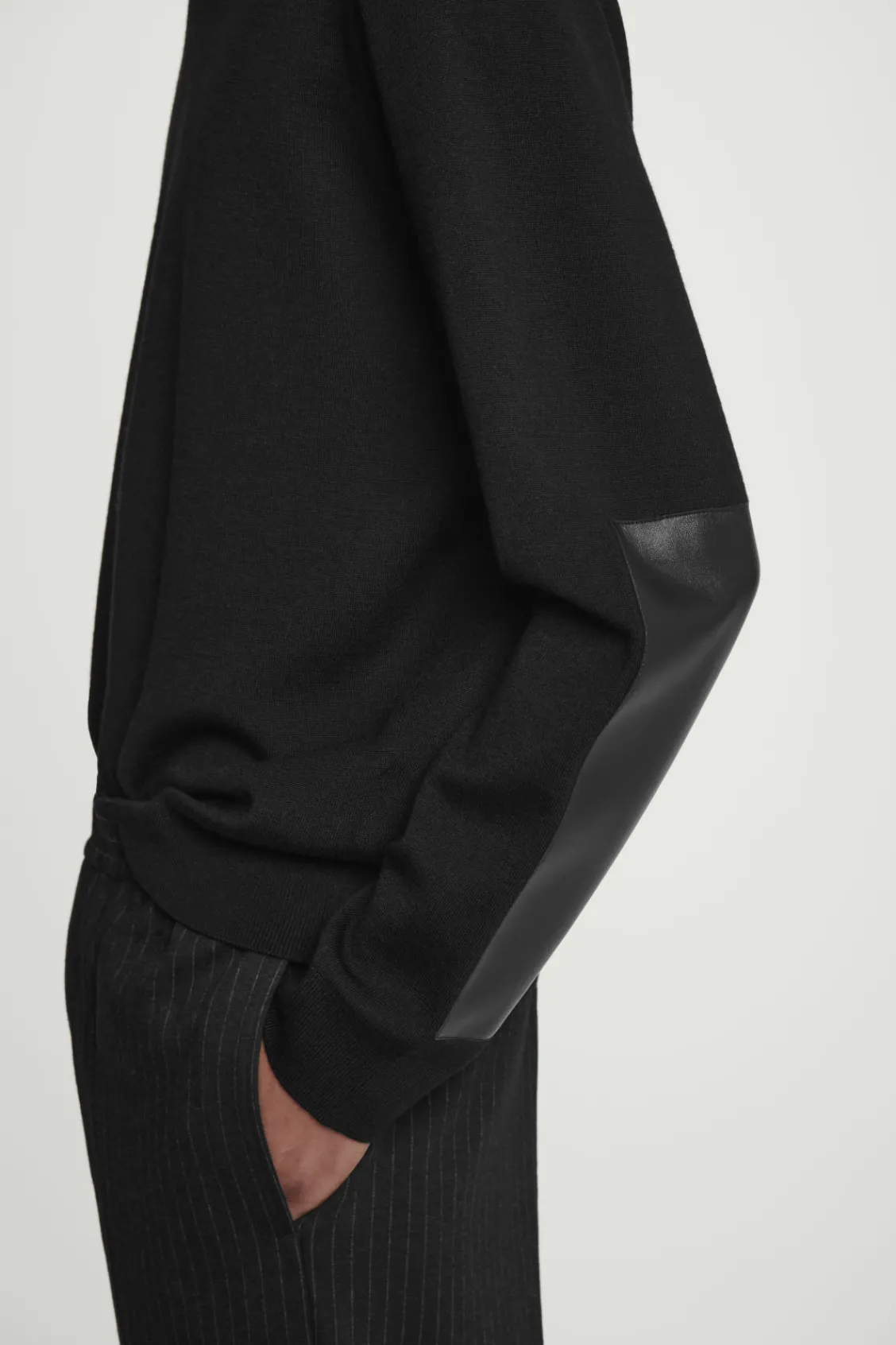 COS LEATHER-PANELLED MERINO WOOL JUMPER- Sweaters & Cardigans