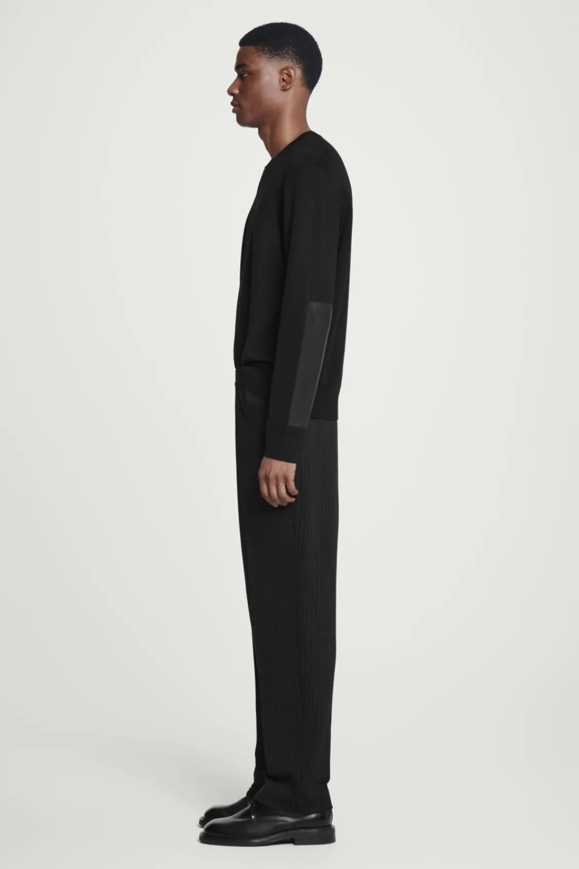 COS LEATHER-PANELLED MERINO WOOL JUMPER- Sweaters & Cardigans