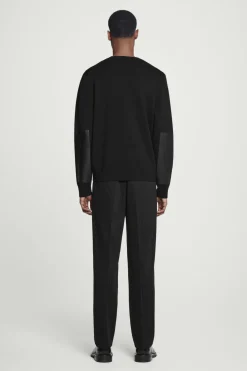 COS LEATHER-PANELLED MERINO WOOL JUMPER- Sweaters & Cardigans