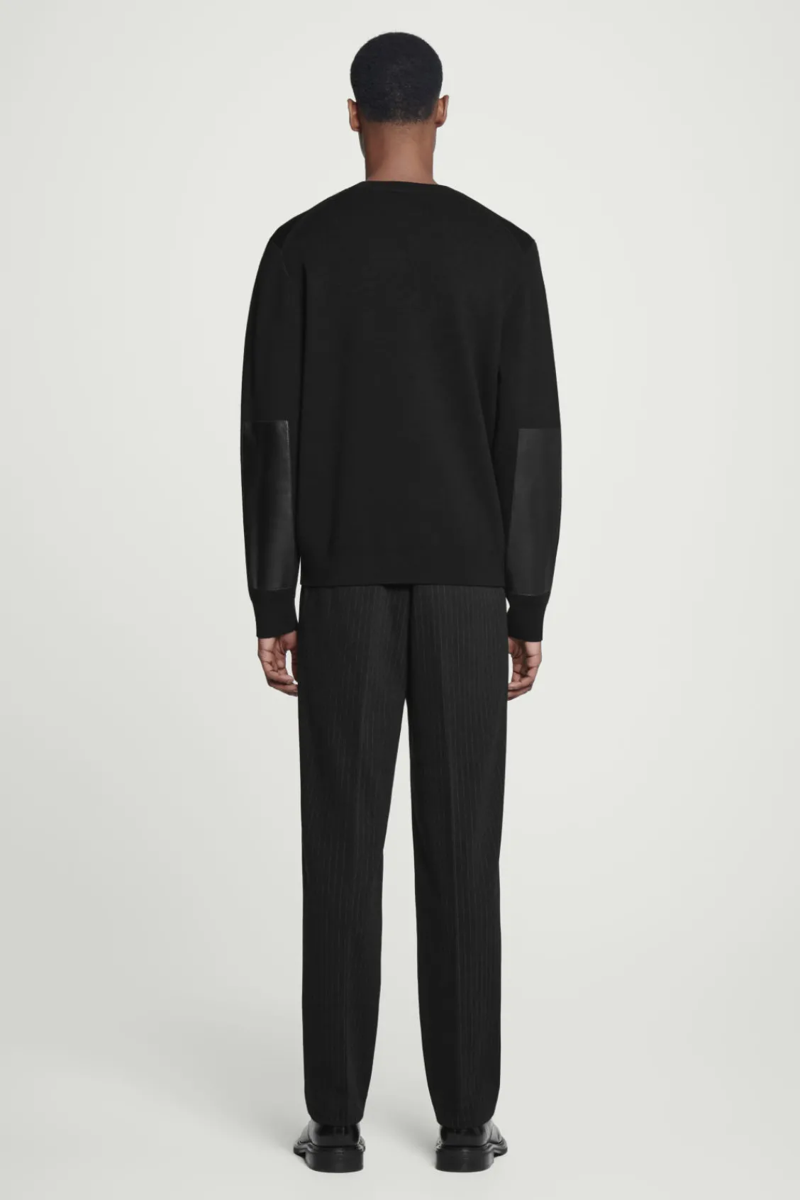 COS LEATHER-PANELLED MERINO WOOL JUMPER- Sweaters & Cardigans