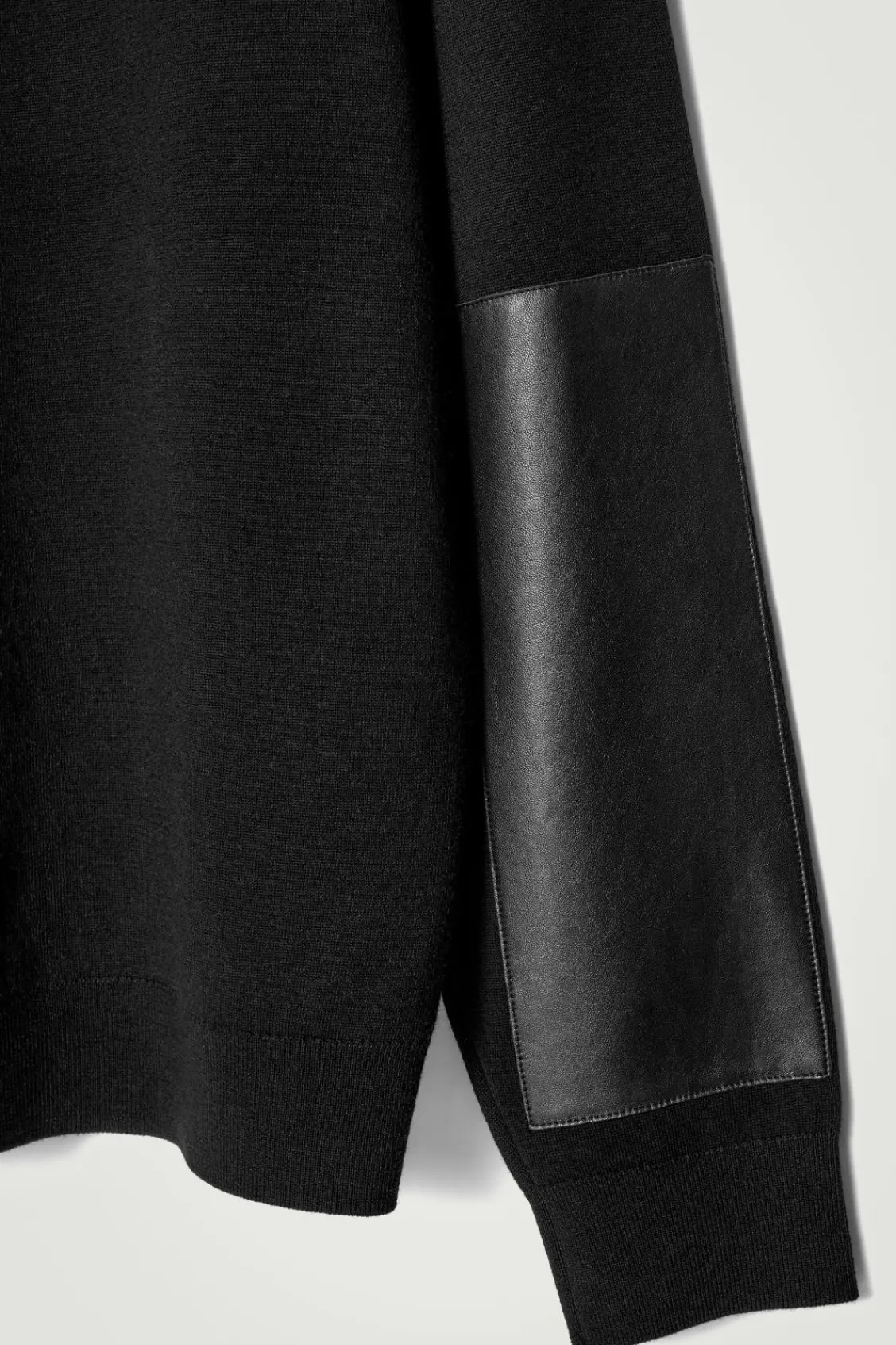 COS LEATHER-PANELLED MERINO WOOL JUMPER- Sweaters & Cardigans