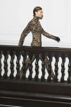 COS LEOPARD-PRINT MERINO WOOL LEGGINGS-Women Pants