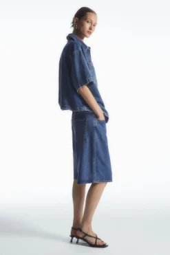 COS LONGLINE DENIM SHORTS-Women Pants