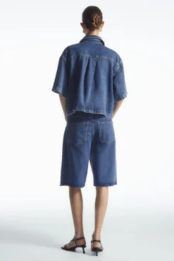 COS LONGLINE DENIM SHORTS-Women Pants