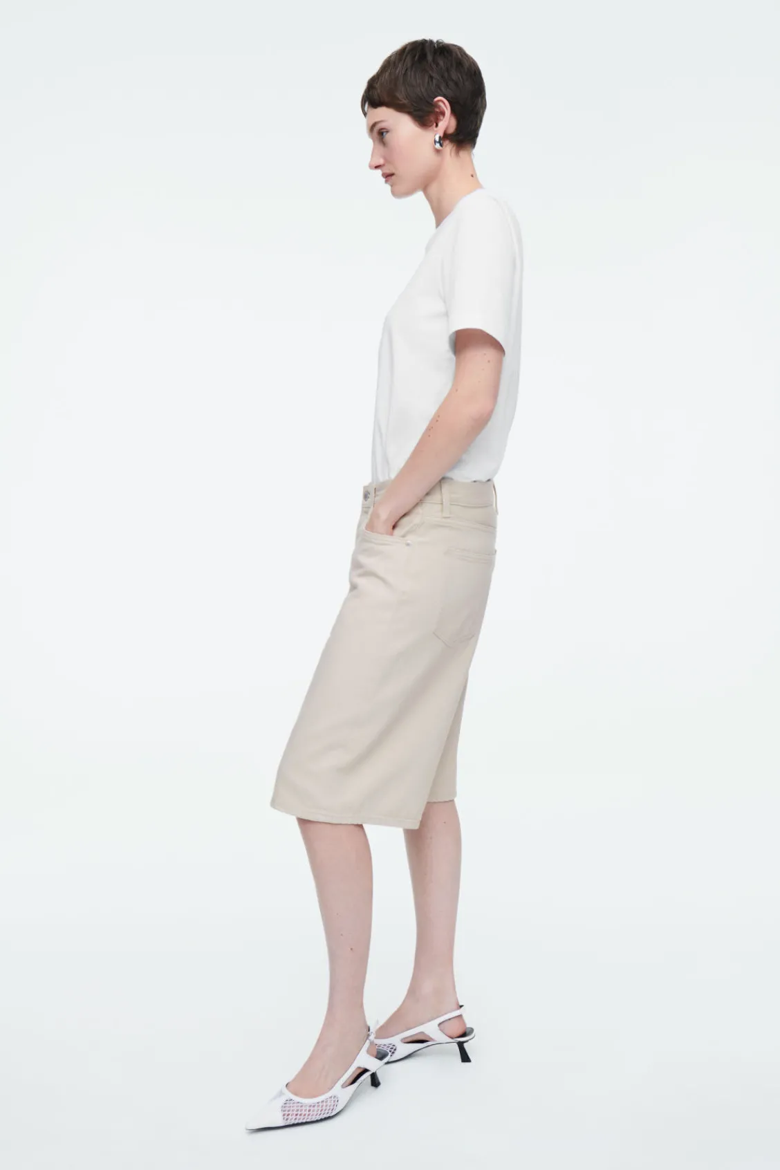 COS LONGLINE DENIM SHORTS-Women Pants