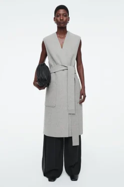 COS LONGLINE DOUBLE-FACED WOOL VEST-Women Coats & Jackets