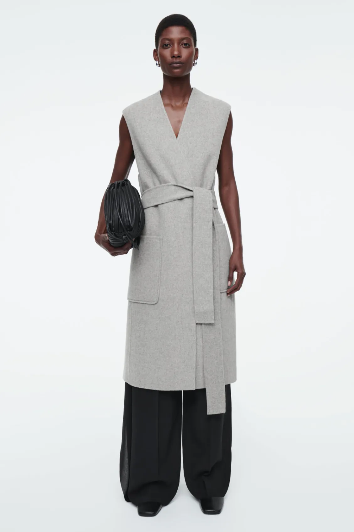 COS LONGLINE DOUBLE-FACED WOOL VEST-Women Coats & Jackets